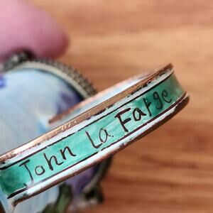 Kelvin Chen Mini Teapot Blue Iris Floral Enameled Copper 2004 No 315 Vintage